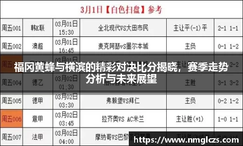 福冈黄蜂与横滨的精彩对决比分揭晓，赛季走势分析与未来展望