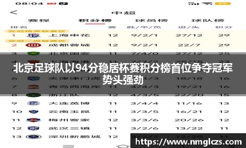 北京足球队以94分稳居杯赛积分榜首位争夺冠军势头强劲